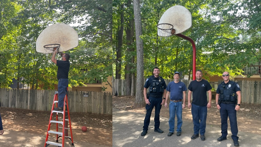 Hillsborough police officers repair basketball hoop for NC kids [Video]